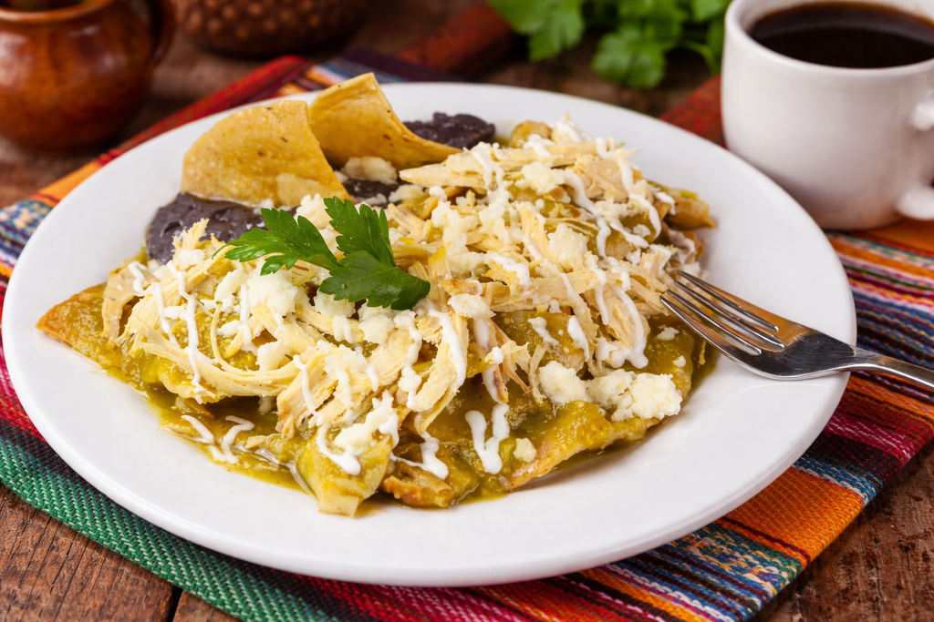 CHILAQUILES VERDES CON POLLO