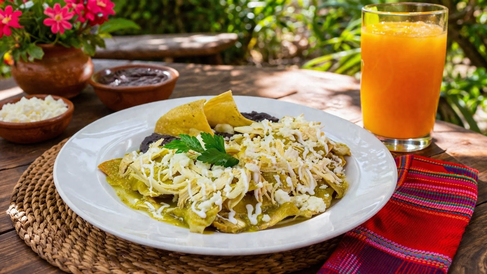CHILAQUILES VERDES CON POLLO